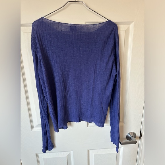 EILEEN FISHER DARK PURPLE Women's Linen Top. - Picture 5 of 10